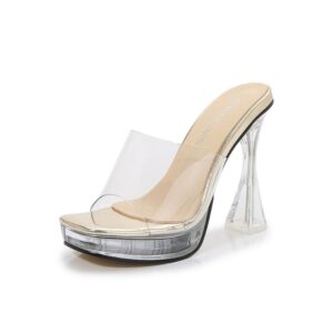 Mule transparente talon carré