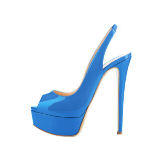Escarpins Bout Ouvert Plateforme BLEU - Glamsens