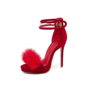 Chaussures à Talons Rouge avec bride plume