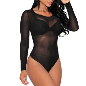 Body Noir Transparent manche longue