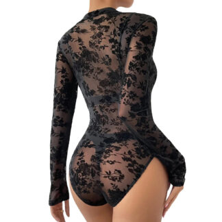 Body dentelle manche longue