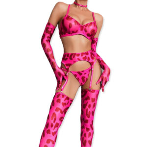 Ensemble-lingerie-coquine-5-Pieces-rose-fushia