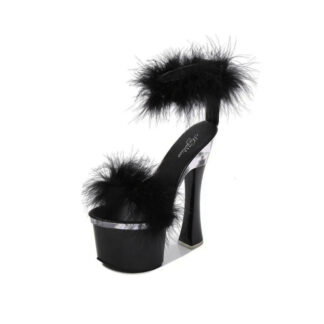 Sandales Plateforme Noir Plume