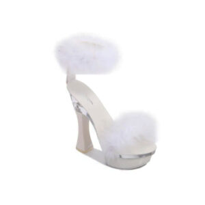 Sandales compensées blanches à plumes