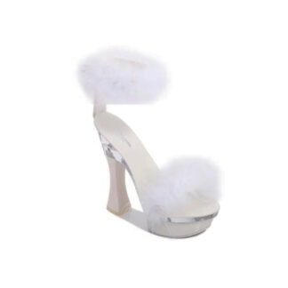 Sandales compensées blanches à plumes