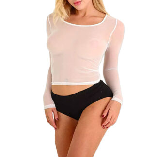 Top Sexy Blanc Longues manches