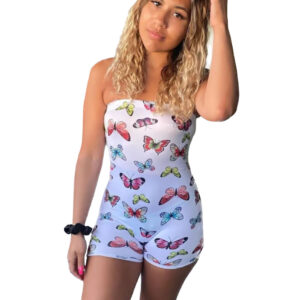 Combinaison Short Papillons Blanc