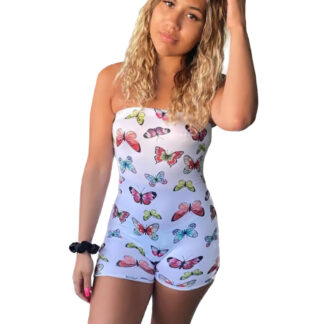 Combinaison Short Papillons Blanc