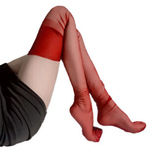 Bas Nylon rouge Transparent et Ultra fin