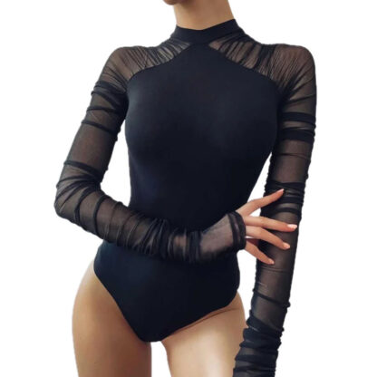 Body Femme Dentelle manche longue noir