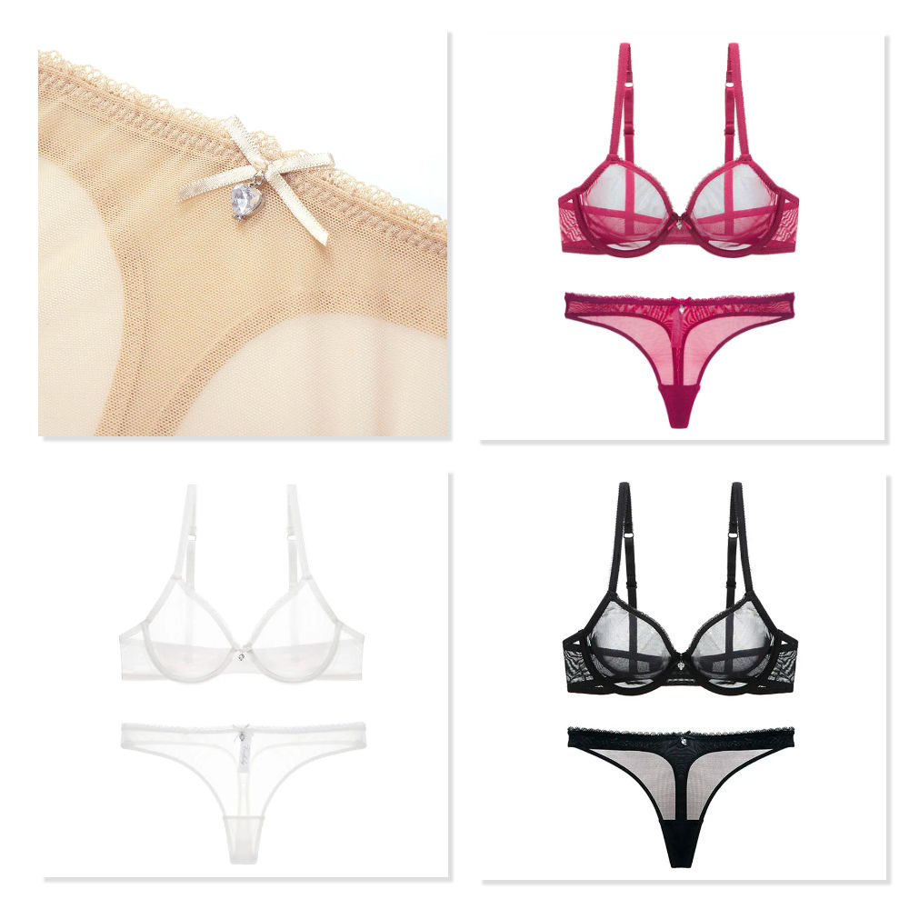 Lingerie en dentelle transparente sans doublure pour femme