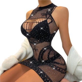 Body Transparent Noir Strass